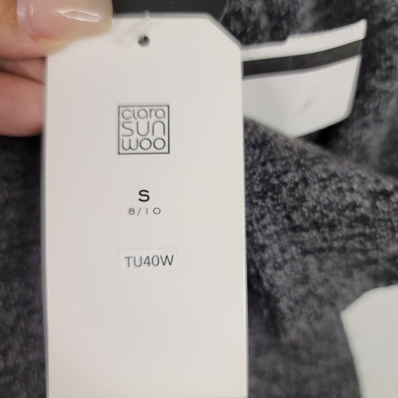 Clara Sunwoo Small Heather Asymmetric Cowl Neck Tunic Gray Long Sleeve USA - Picture 5 of 11